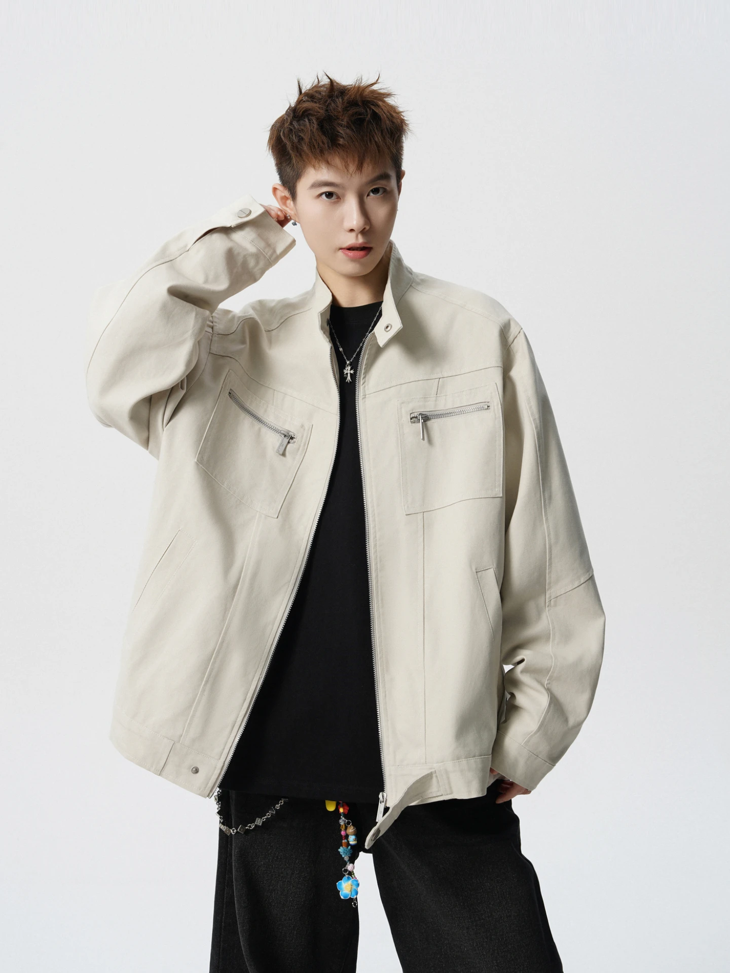 

American Trendy Brand Deconstruction Splicing Lapel Jacket Men's and Women's Retro Loose and Versatile Tooling Casual Jacket