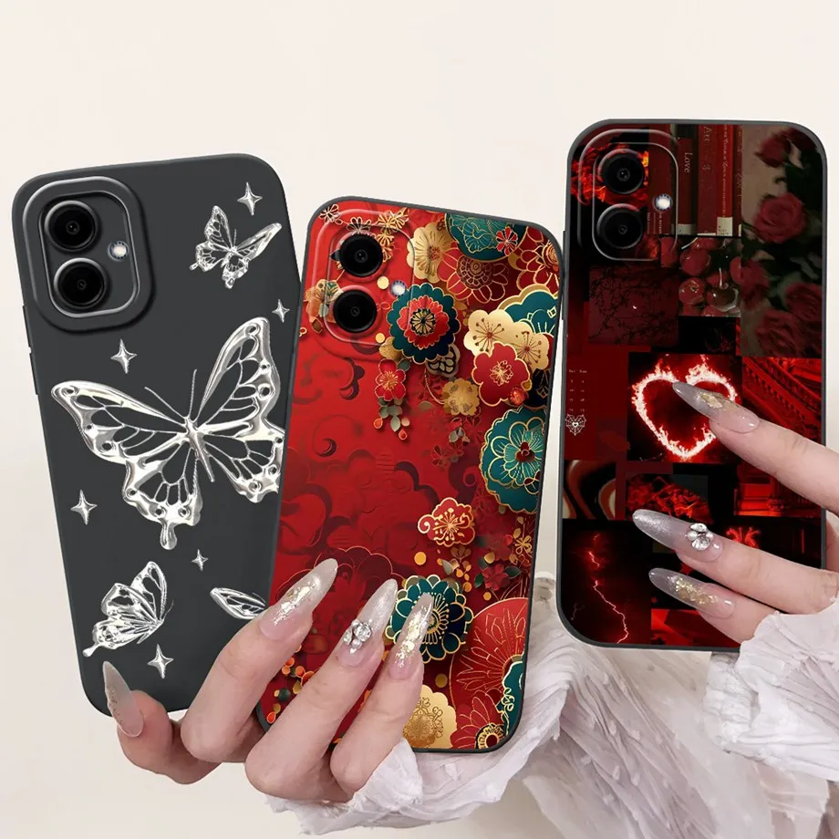Funda para Samsung Galaxy A06 A05 A05s A03s A03 Core A02s A02 A01 Core Funda de teléfono Funda de silicona suave Funda de flores a la moda para mujer