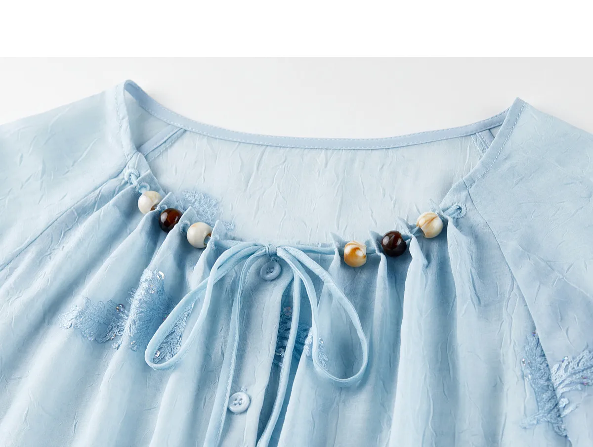 SENTUBILA Elegantes besticktes 3-teiliges Damen-Set, bestehend aus einem Oberteil mit Perlenbesatz und Rundhalsausschnitt, einem einfarbigen Camisole und einem A-Linien-Rock, lockeres Outfit 162ZK4843 – Detail 26