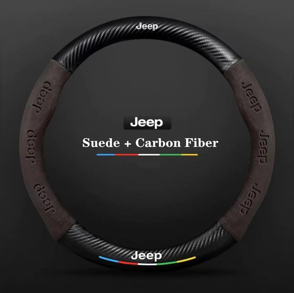 

Car Steering Wheel Cover Carbon Fiber Suede Anti Slip Car Interior Decoration For Jeep Wrangler Cherokee Renegade Gladiator