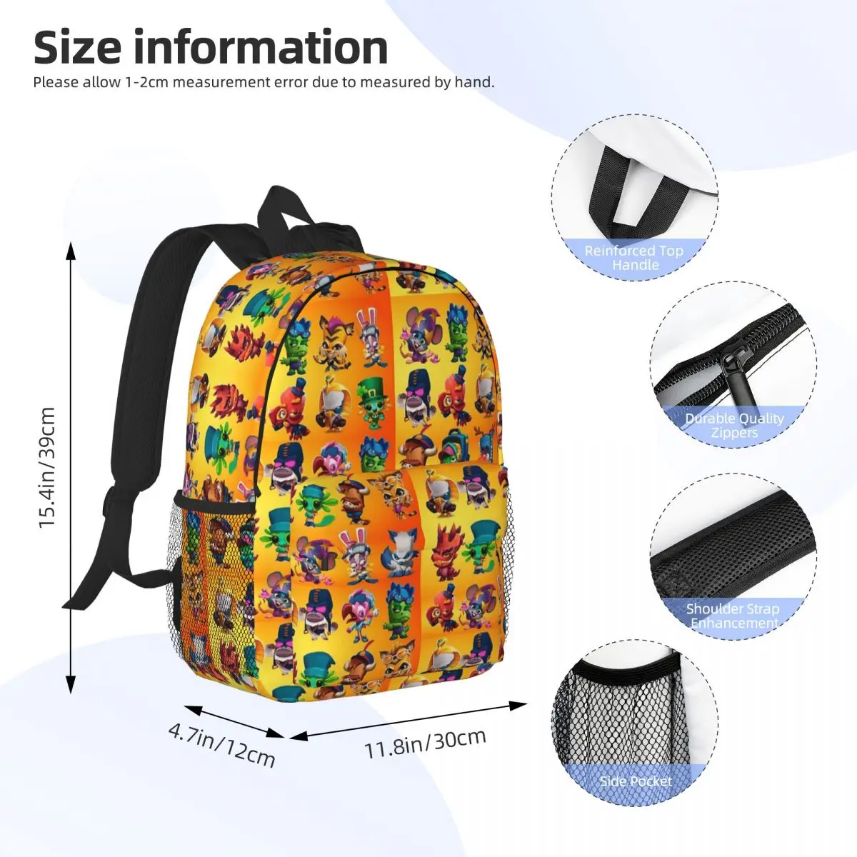 Zooba Battle Arena Backpacks Boys Girls Bookbag Cartoon Children School Bags Travel Rucksack Shoulder Bag Large Capacity