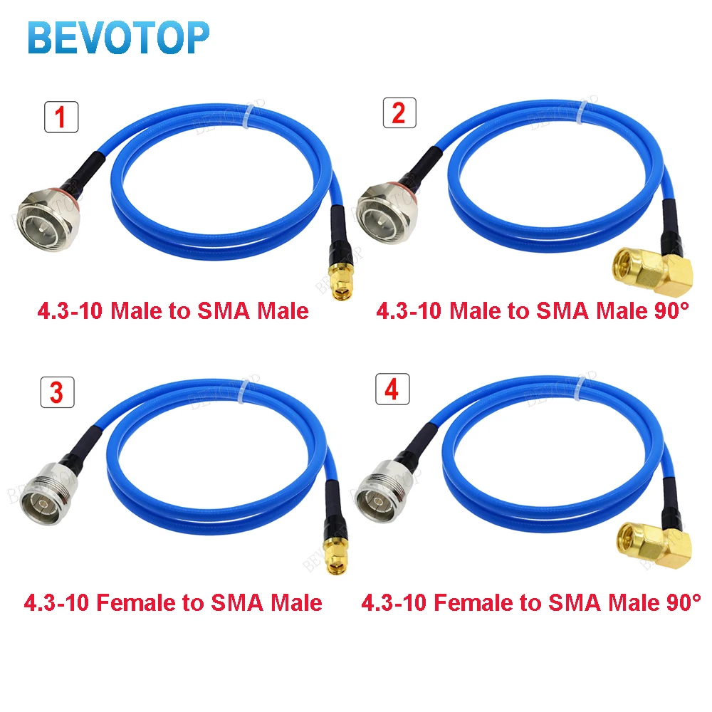1PCS RG401 50-5 Coaxial Cable 4.3-10 Male to SMA Male Plug High Frequency Low Loss RF Test Jumper BEVOTOP