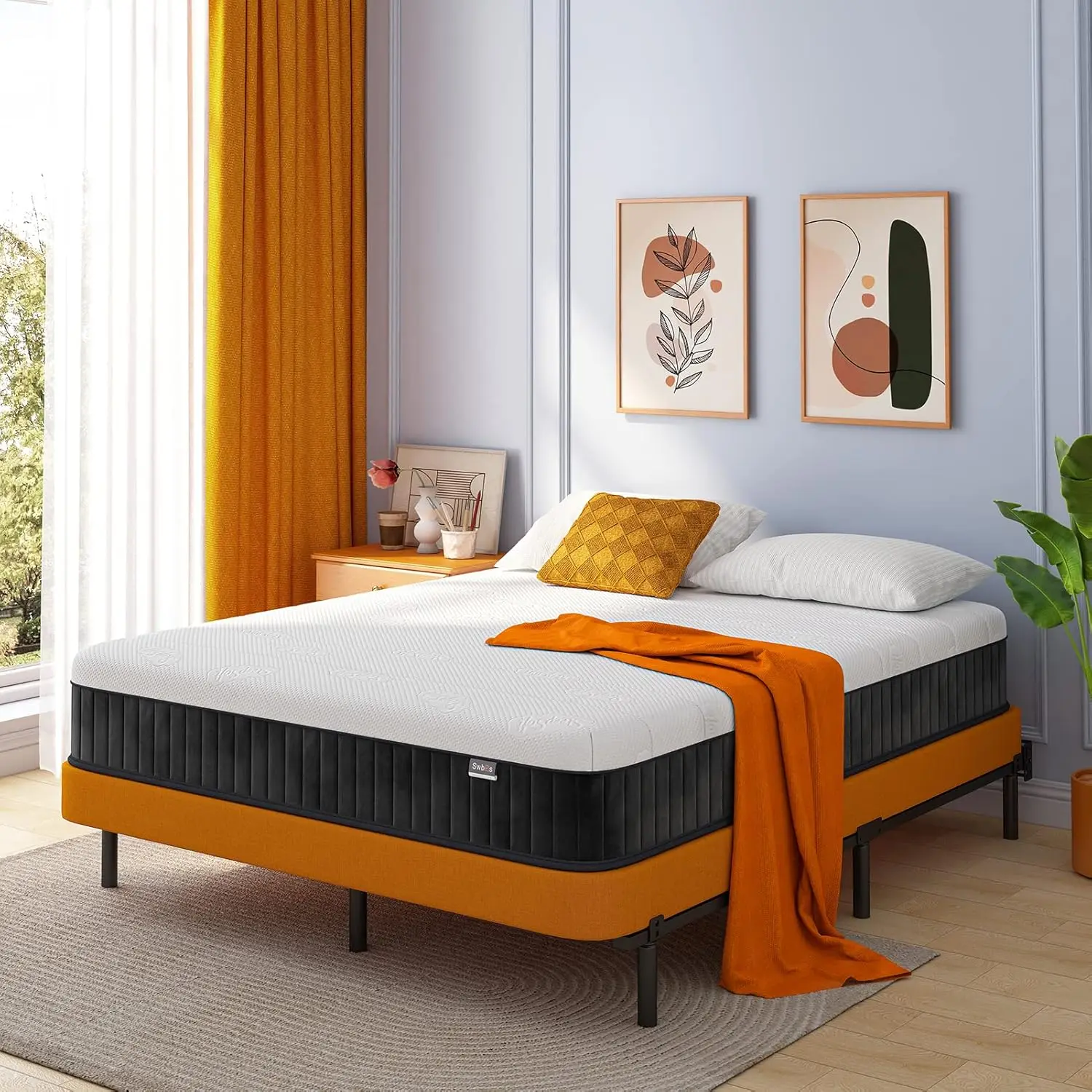 12-дюймовый гибридный матрас размера «queen-size», матрас в штучной упаковке, снимающий давление и без стекловолокна.