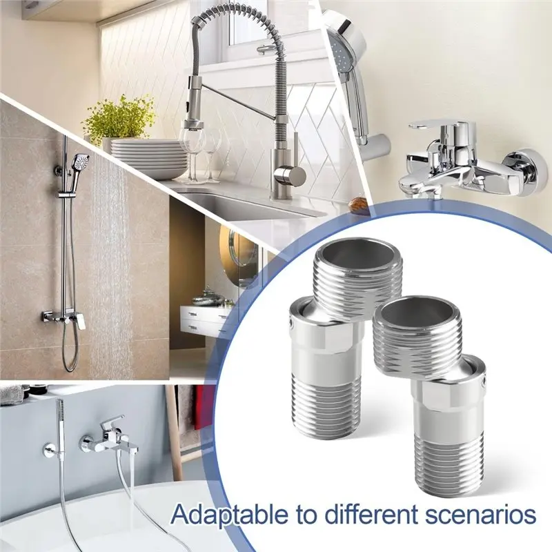T19C Faucet Mounted Eccentric Shower Corner Screw Adapter 2Pcs Angled Curved Foot 360° Wall Rotatable Angle Adjustment