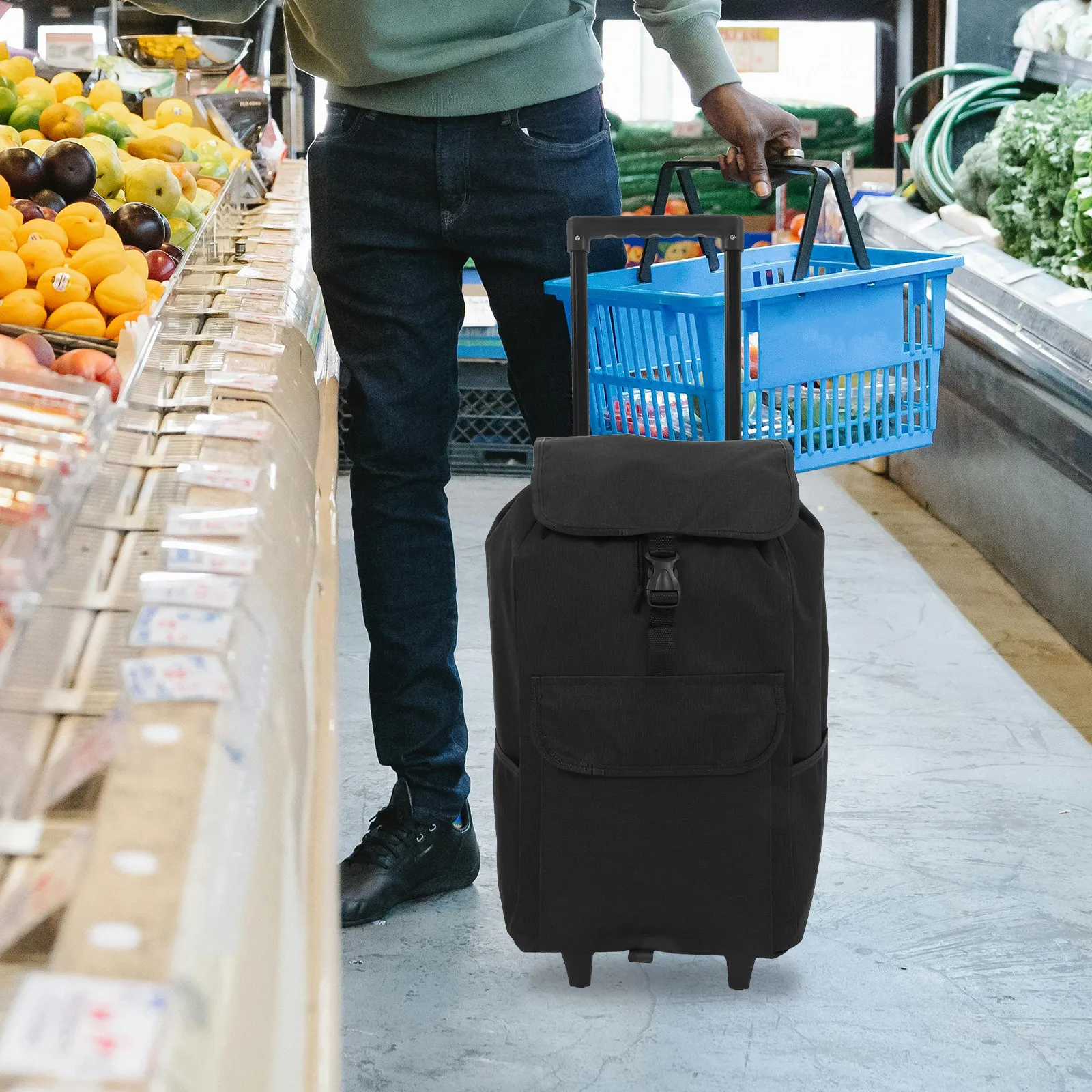 

Сменная сумка для тележки для покупок, складная, из плотной ткани Оксфорд, большой вместимости, съемная, для продуктов