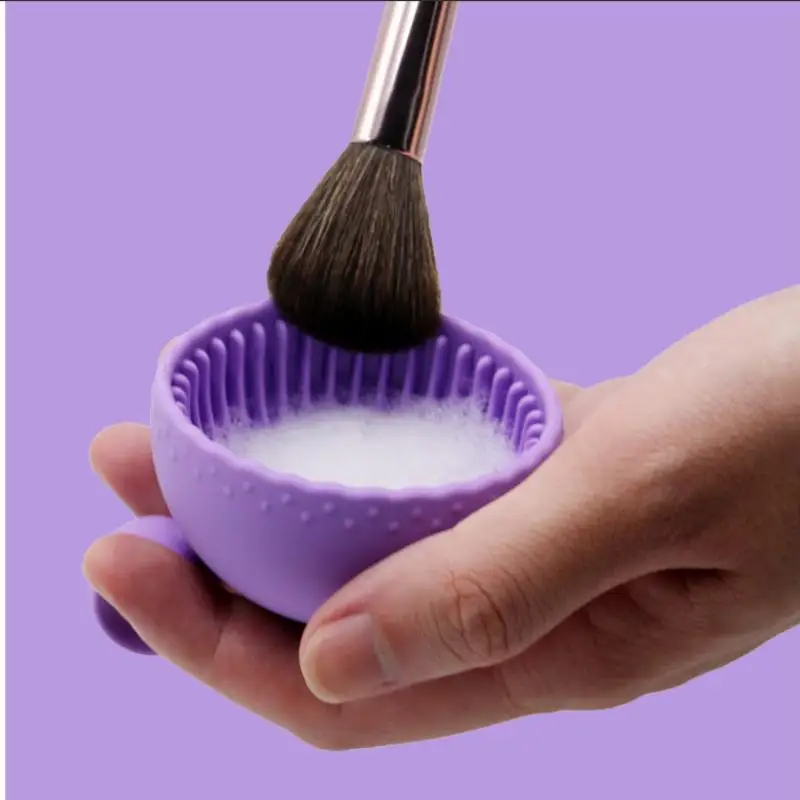 New 1Pcs Premium Silicone Scrubber & Non-slip Bowl Quick Clean Makeup Brush Cleaning Bowl Effortless Deep Cleaning