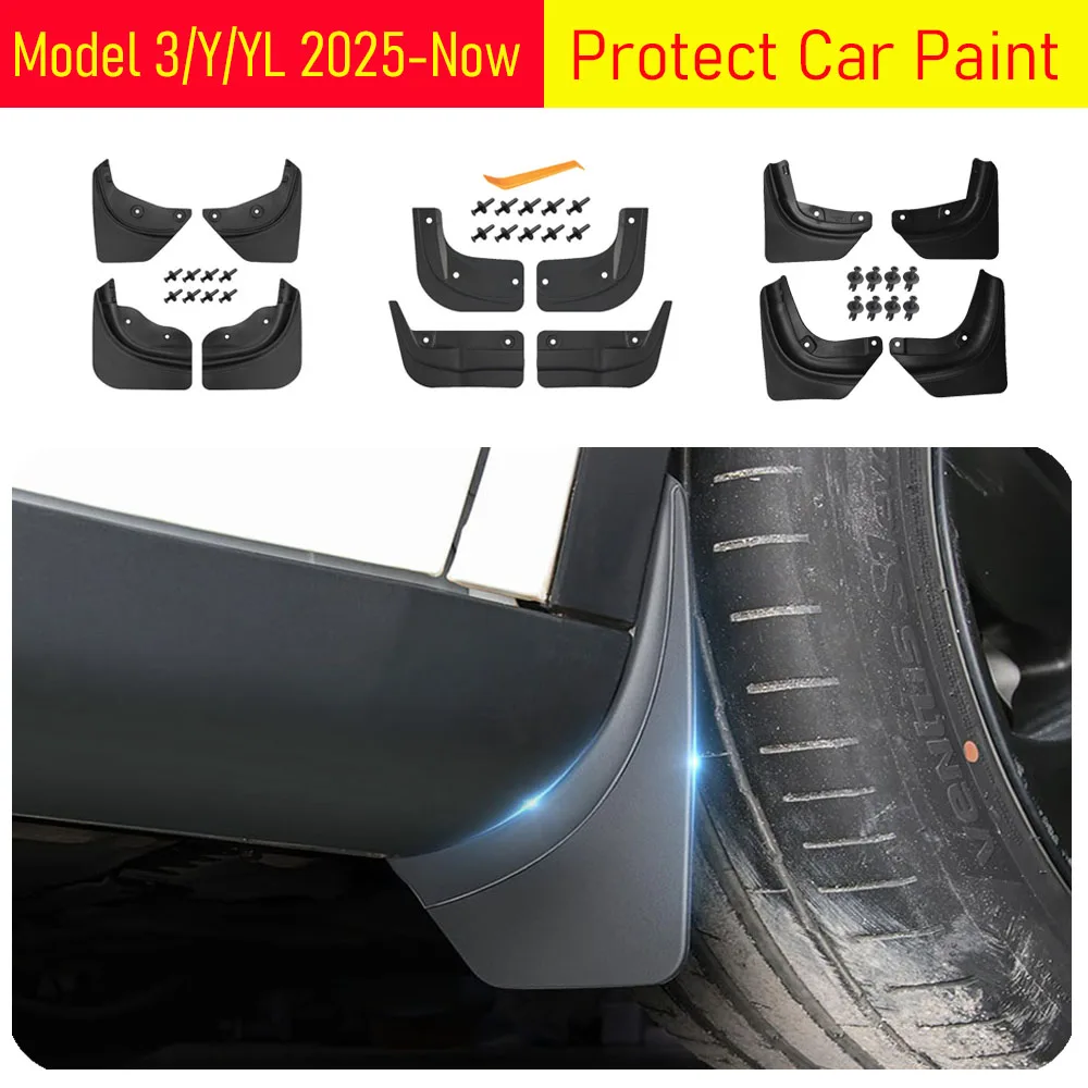 Mud Flaps for Tesla Model 3 2025 2026 Model Y YL Mudguard Front Rear Wheel Fender Splash Guard Tire Protector Travel Accessories