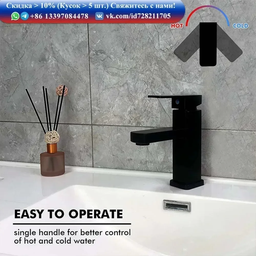

Basin Faucet Sink Deck Mounted Black Chrome Hot Cold Water Basin Mixing Long Short Faucet Matte Black Washbasin Faucet Crane