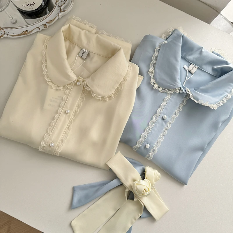 Long Sleeve Bow Doll Collar Women Shirt Autumn New Temperament Shirt Women Fashionable Commuting Tops Blouses