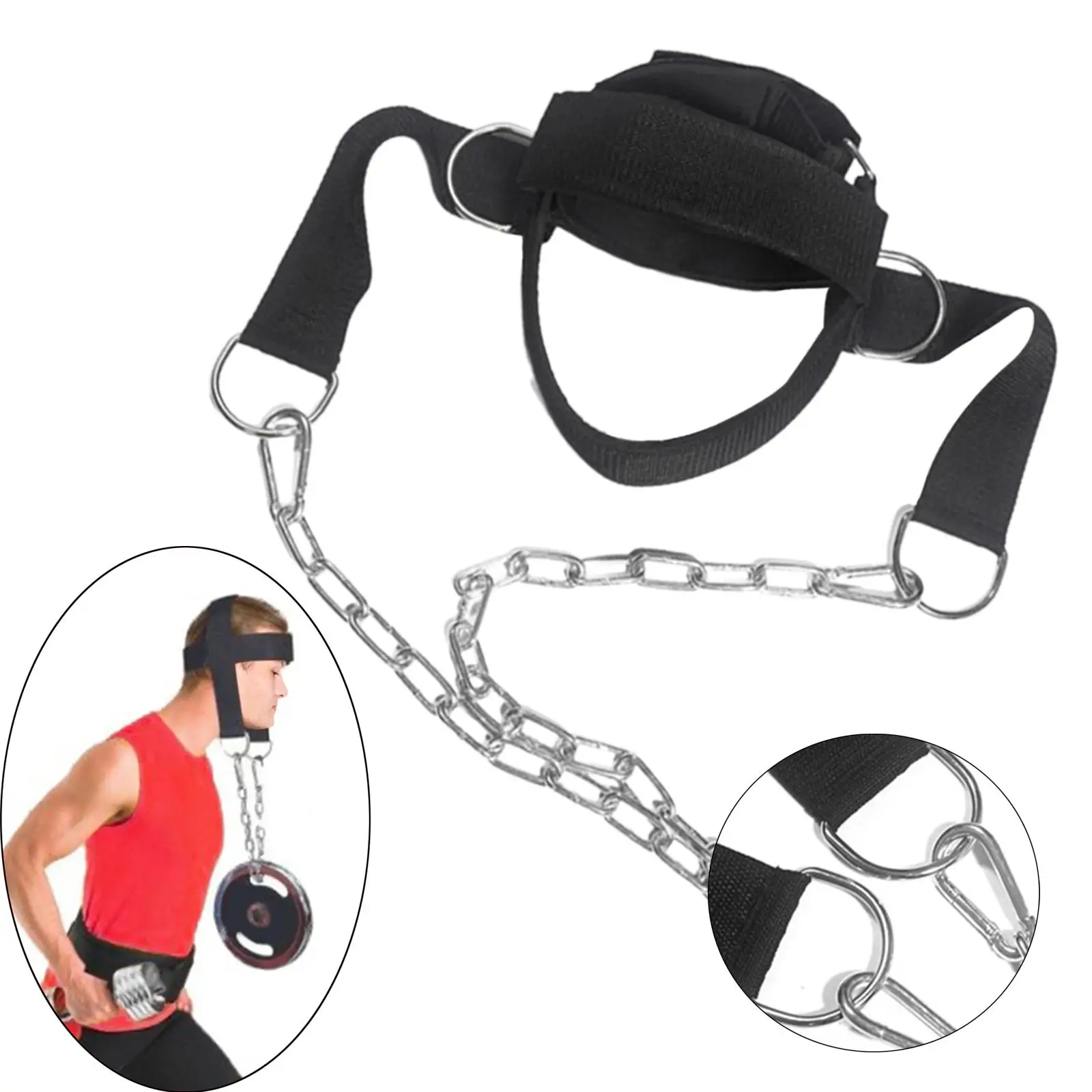 Head Neck Harness Chain Strap for Weight Lifting Muscle Growth Neck Exercise