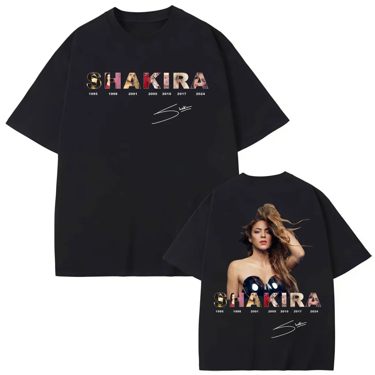 

Singer Shakira Double Sided Graphic T Shirts Fashion Y2k Aesthetic Short Sleeve T-shirts Men Women Summer Casual Loose T-shirt