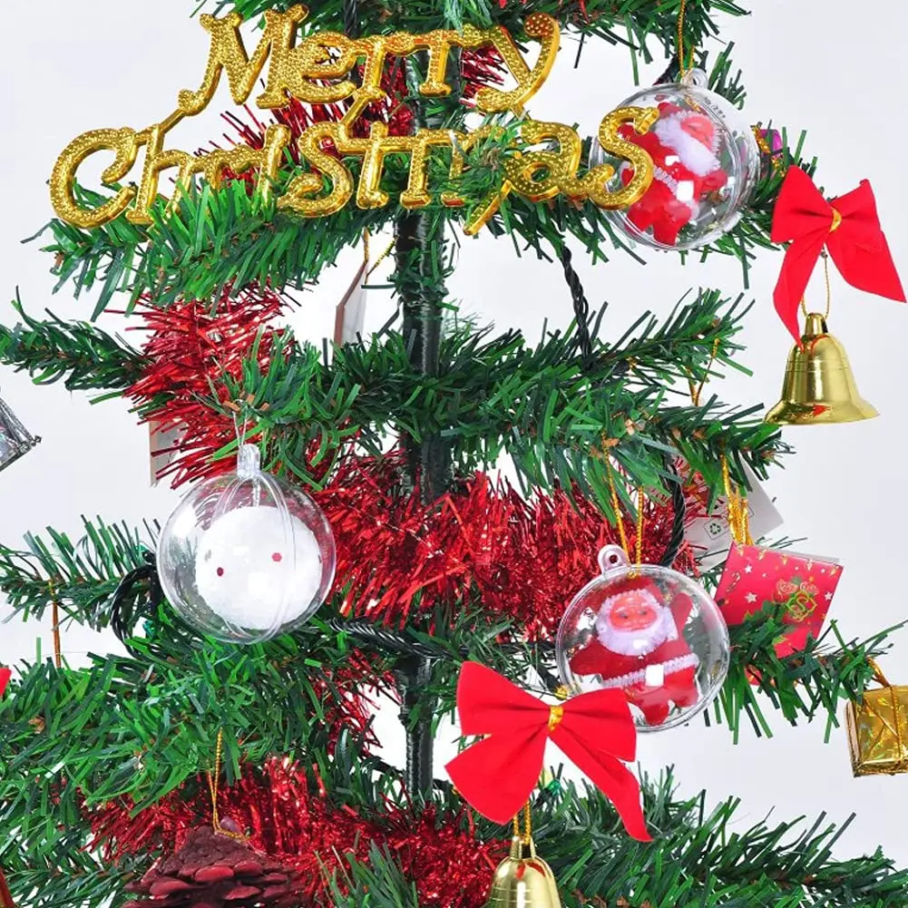 10Pc Christmas Transparent 10cm Ball Christmas Trees Open Ball Box Bauble Ornament Wedding Gift Present Party Home Decoration