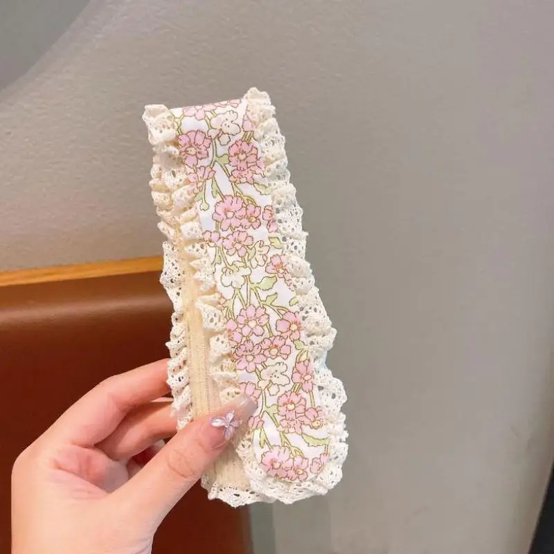 Haarband für Mädchen mit Blumensticker, für gebrochenes Haar und Pony, als Kopfbedeckung zum Gesichtwaschen, Haaraccessoires – Detail 7