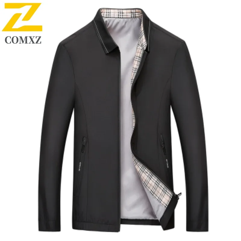 

COMXZ Mens Jacket Plus Size Autumn Casual Lightweight Windproof Business Golf Office Sport Coat Light Luxury Banquet Outerwear