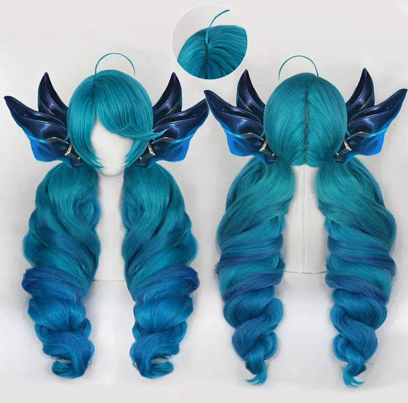 Gwen Cosplay Wig  Cosplay Gradient Blue Long Ponytails Game Wig