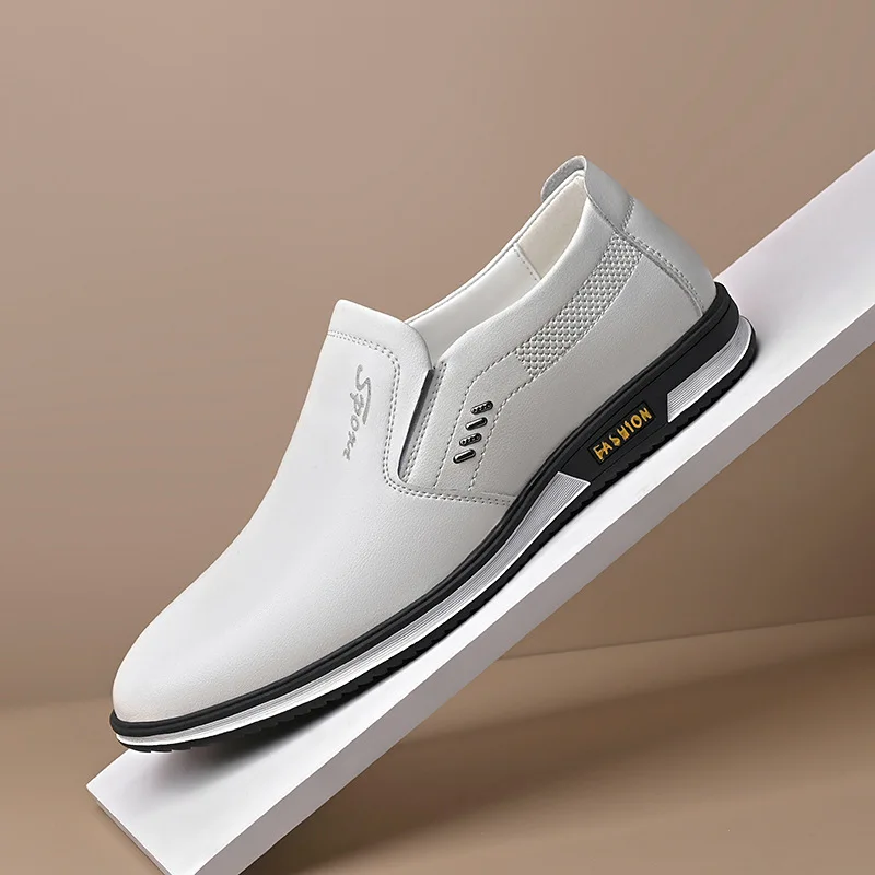 2025 Spring and Autumn plus size men's British leather shoes men's white leather shoes set foot men's shoes leather shoes autumn