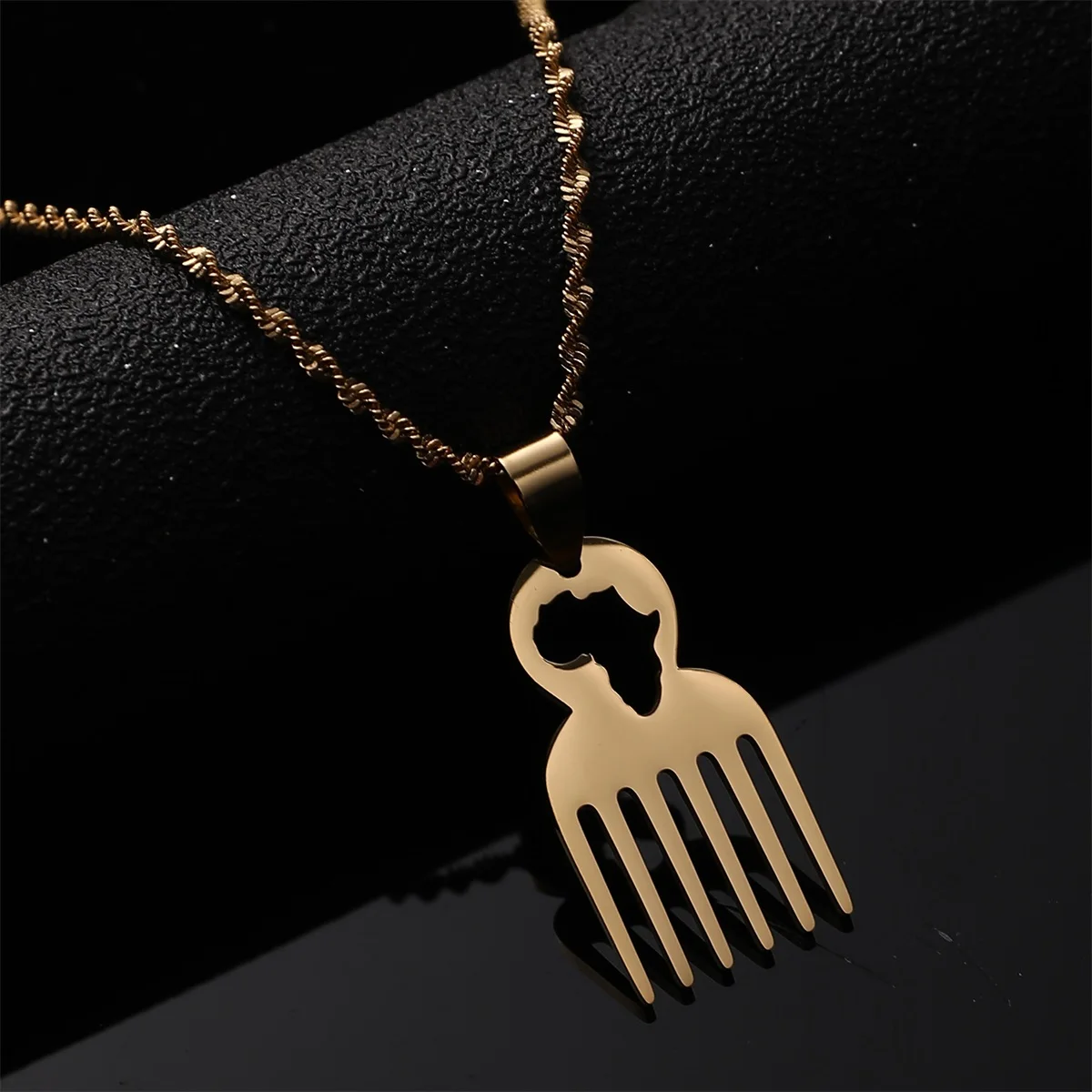 African Symbol Stainless Steel Africa Map Pendant Chain Necklace Ethnic Jewelry Gifts