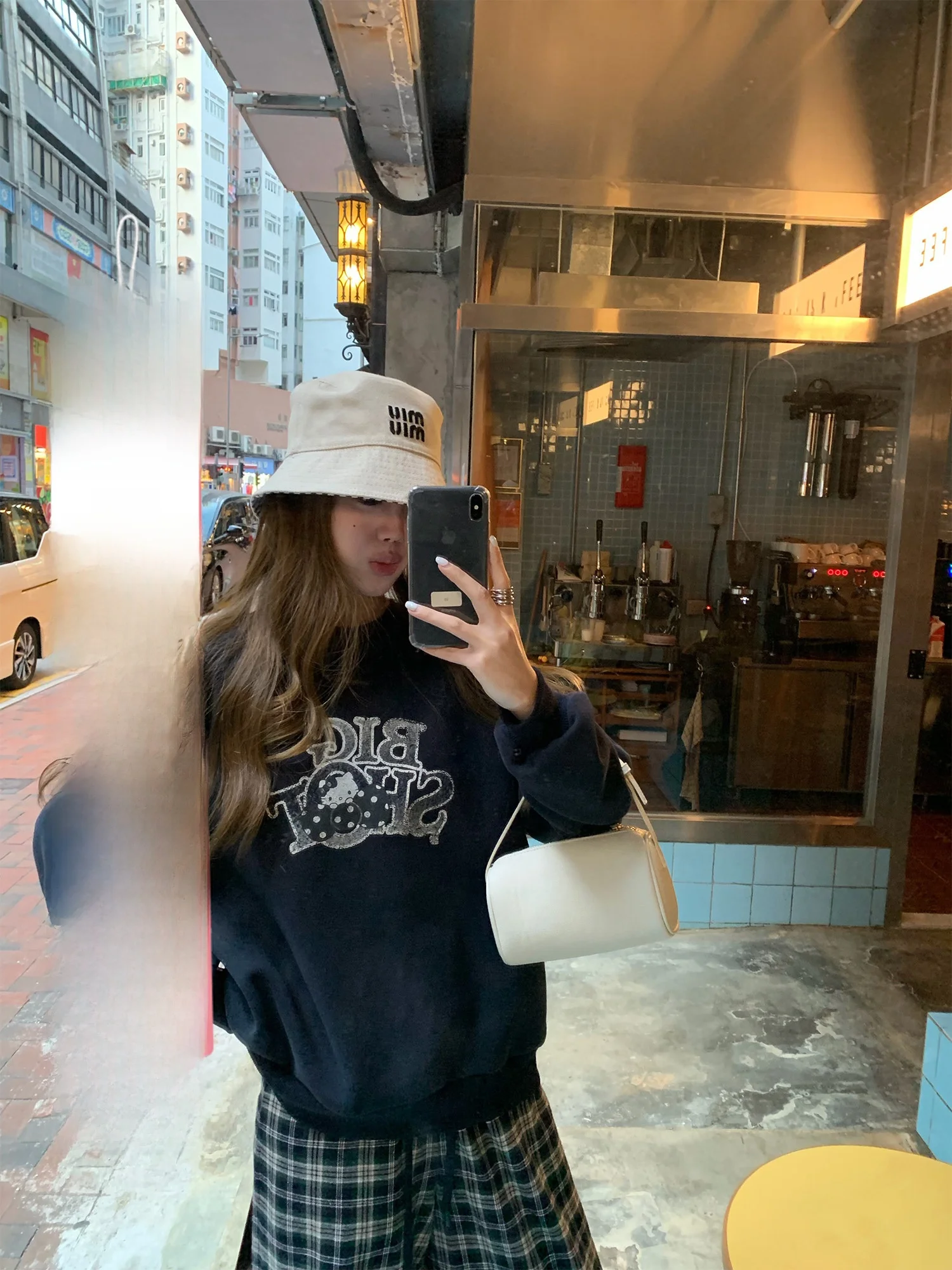 Umei Qie Cute to the Max 2026 Great Looking Dark Blue round Neck Printed Sweatshirt Women Small Size Casual Style Long Sleeve