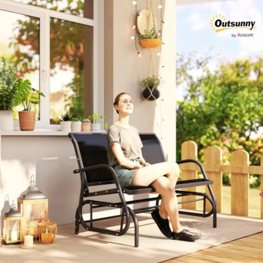 2-Person Outdoor Glider Bench with Steel Frame