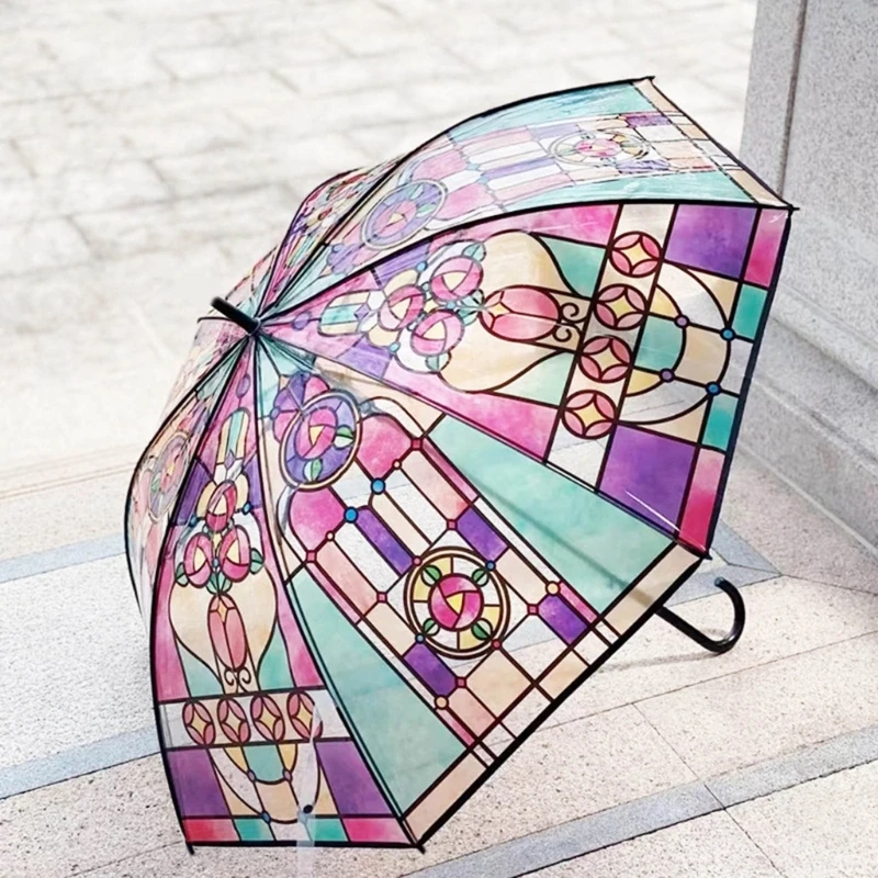 Clear Bubble Umbrella Transparent Umbrella Stick Umbrella Church Glass Umbrella Auto Open Umbrella for Adults Kids Gifts