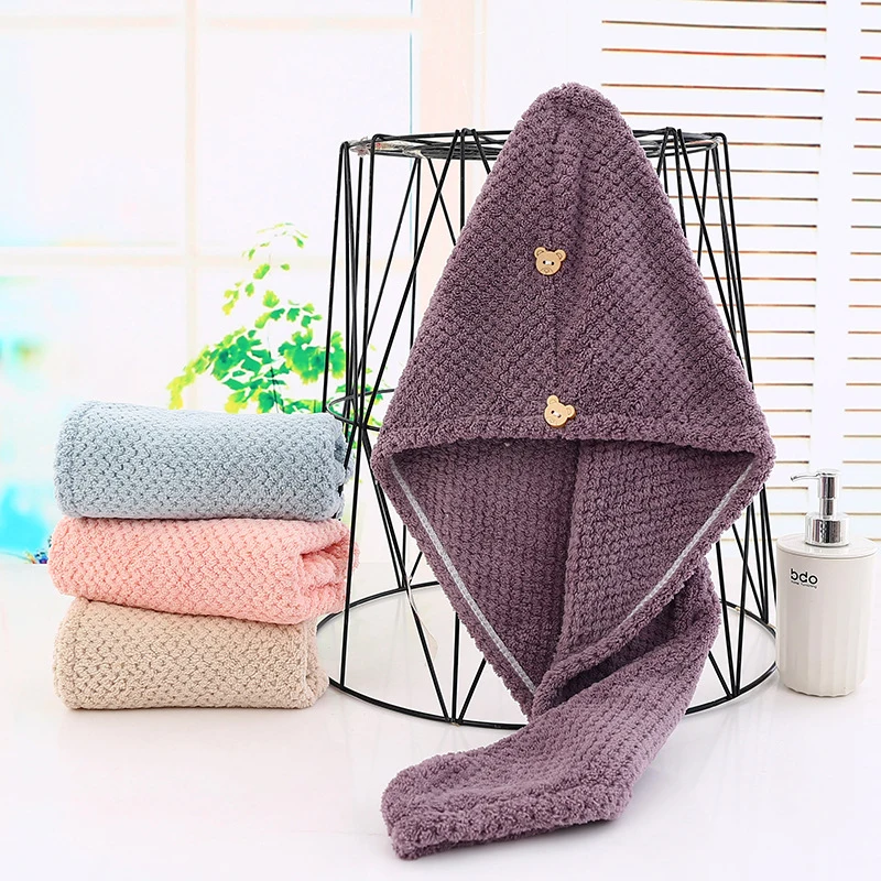 Coral Velvet Hair Dryer Hat Female Wrap Towel Hair Dryer Towel Head Wipe Towel Absorbent Soft Adult For Home