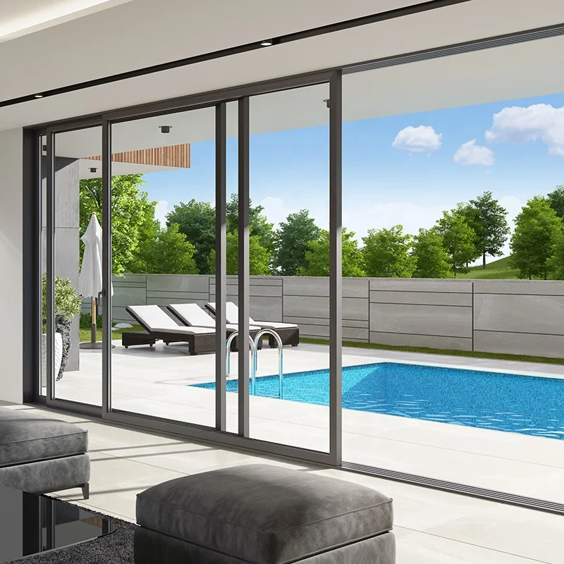 

High Quality Terrace Aluminium Alloy Door Frame Double Glazed Sliding Doors For Patios With Tempered Glass
