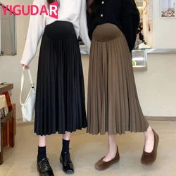 maternity dress clothing Knitted Maternity Long Skirts Elastic Waist A Line Clothes for Pregnant Women Casual Pregnancy skirt