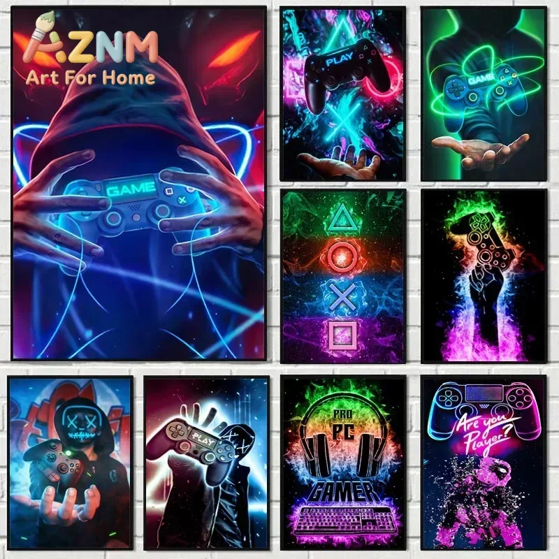Punk Style Gaming Room Gamepad Canvas Paintings Posters and Prints Wall  Pictures Gamer for Boys Children Room Decor Gift