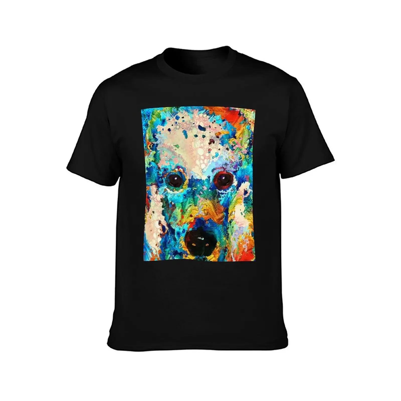 Rainbow Color Poodle Dog Art by Sharon Cummings T-Shirt anime t shirts funny meme t-shirts quick drying mens t shirt graphic