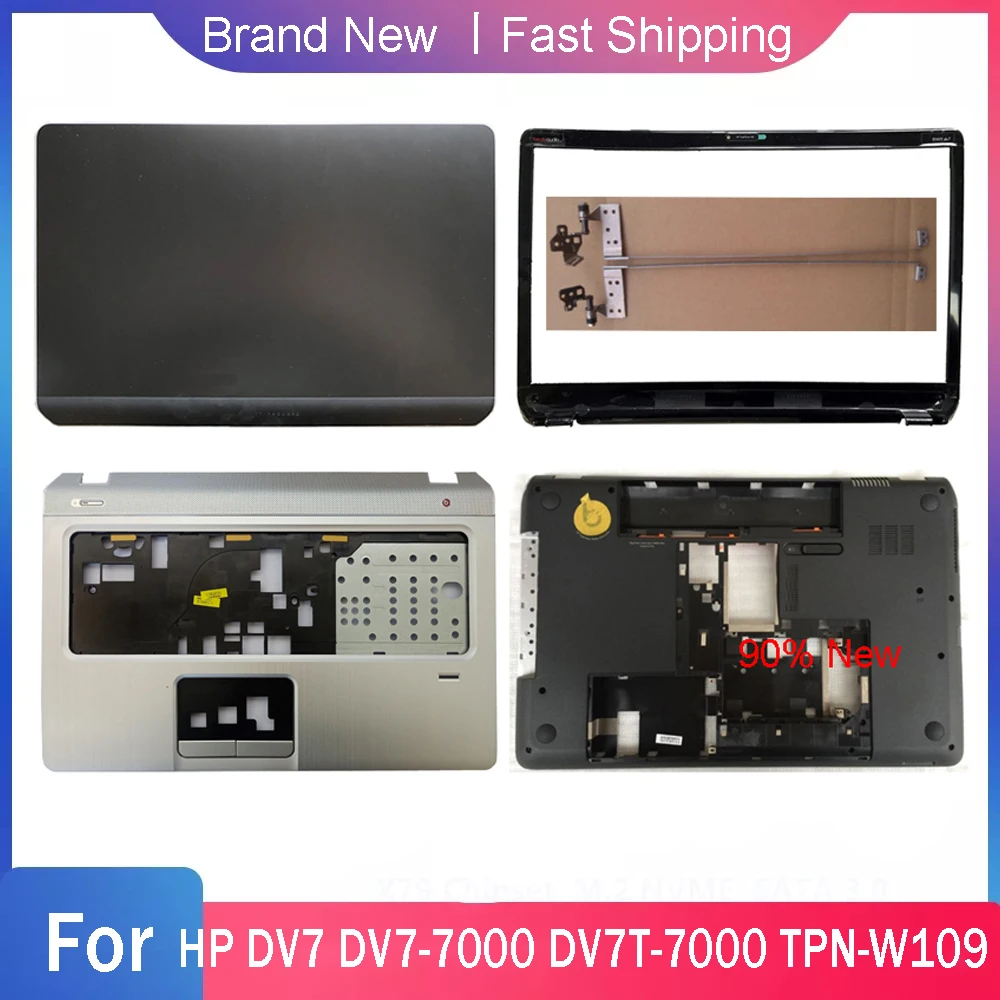 Bottom Case For HP Pavilion DV7 DV7-7000 DV7T-7000 TPN-W109 Back Cover Front Bezel Palmrest Upper Hinges Replacement Rear Lid