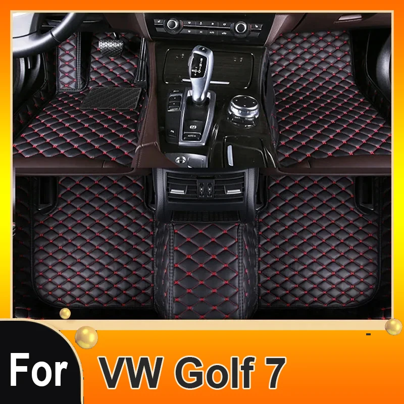 Car Floor Mats For Volkswagen VW Golf 7 7.5 GTE GTD GTI 2012~2020 Carpets Leather Mat Rugs Pad Interior Parts Car Accessories