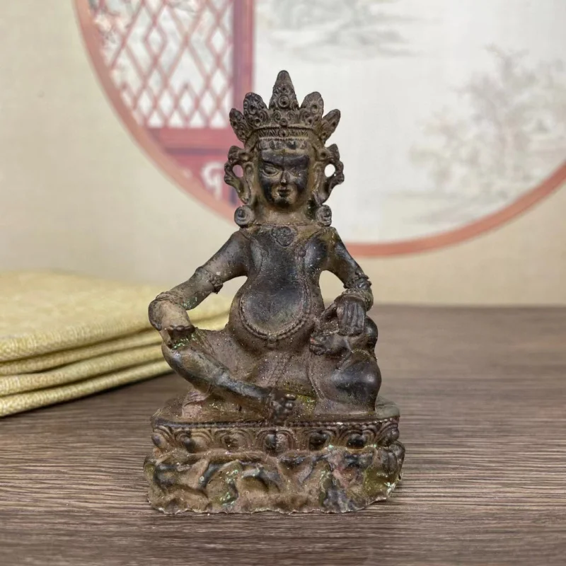 Yellow Wealth God Brass Clay-Gold Tibetan Buddha Bronze Statue Living Room Temple Desktop Worship