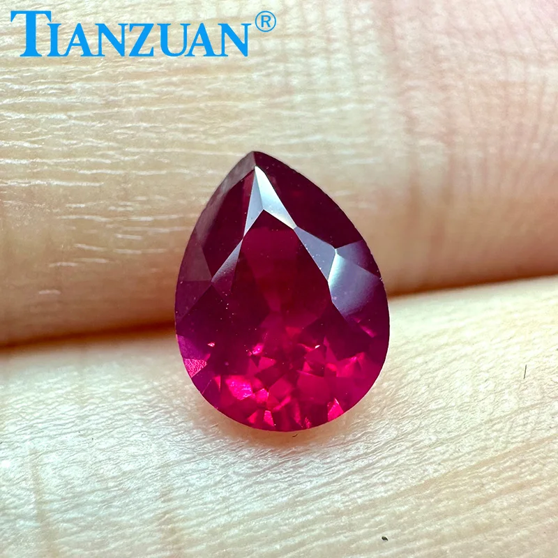 

Red Color Lab Grown Spinel Pear Shape Clear Spinel Loose Gems for Jewelry Making with AGL Certificate
