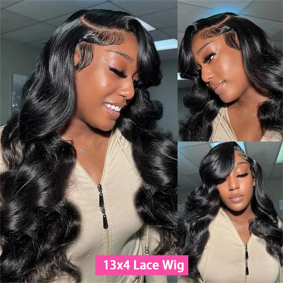 Perruque Lace Front Wig Body Wave Brésilienne Naturelle Cheveux Humains, 13x4 HD Transparent, 13x6, Densité 250, 30 38 Pouces, pour Femme