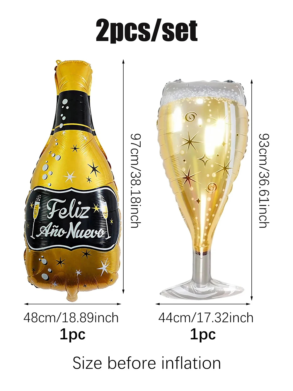 2 قطعة بالونات زجاجات النبيذ الاسبانية للعام الجديد ، عيد الميلاد ، حفلة رأس السنة 2026 ، حفلة عيد الميلاد ، هدايا تزيين الدعائم للاحتفال