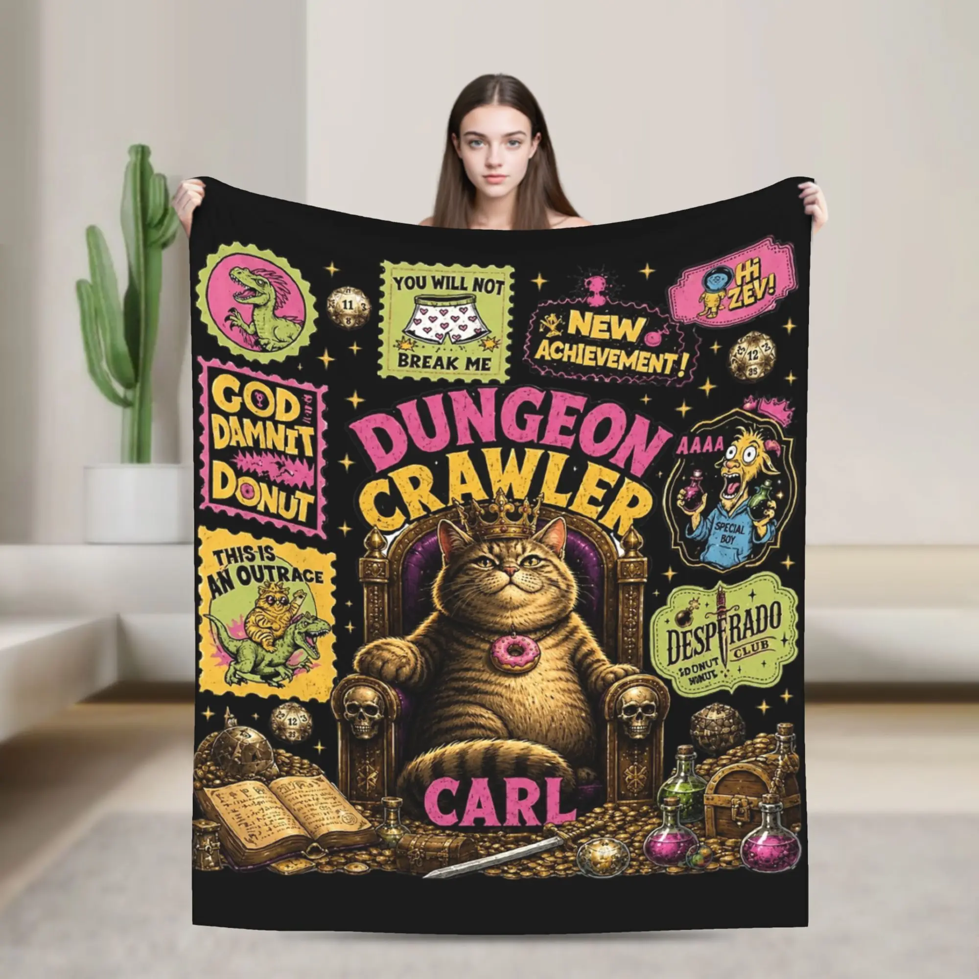 Dungeon Adventure Sherpa Dungeon Crawler Carl Blanket Flannel All Season Lightweight Throw Blankets for Bedding Bedroom