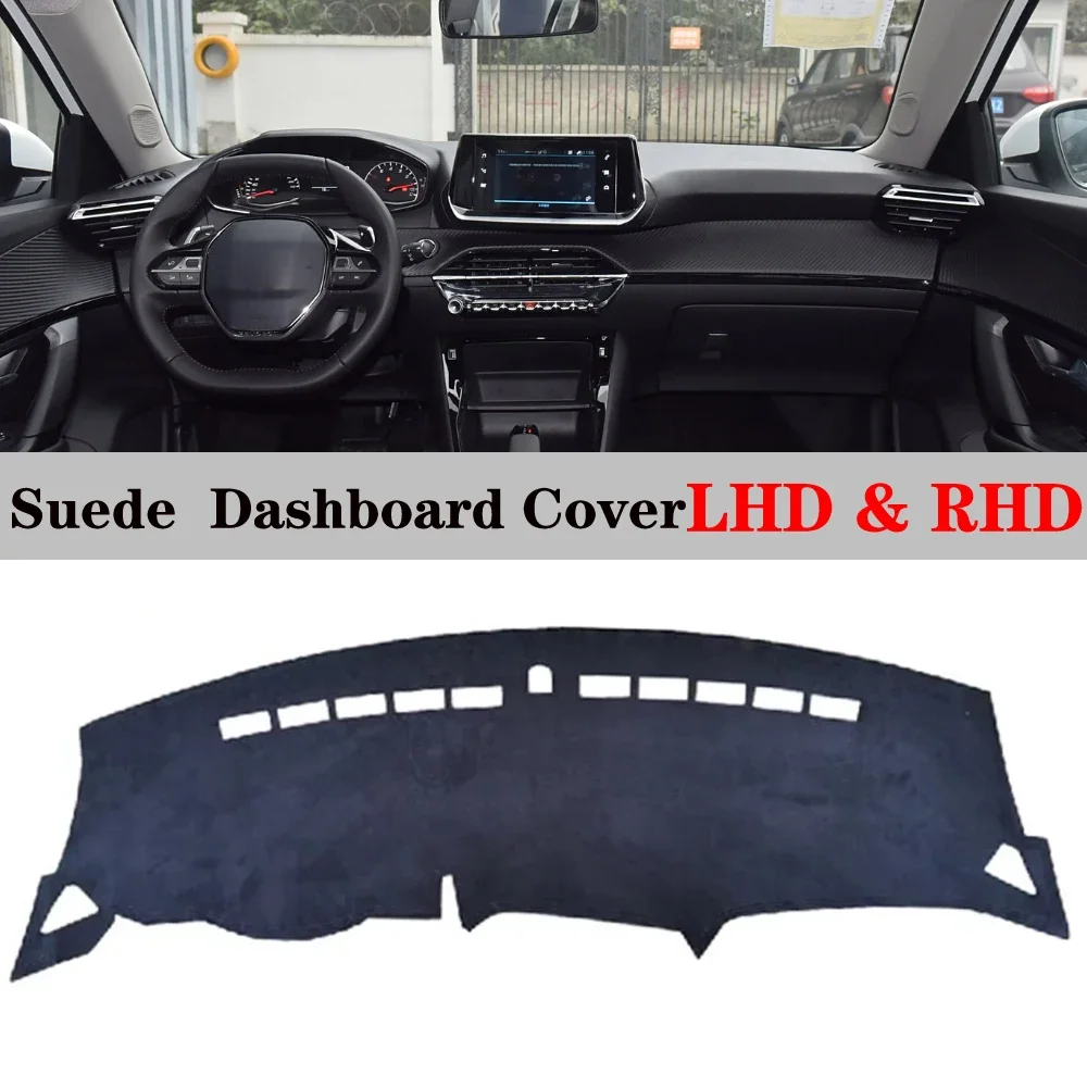 Tapis de tableau de bord en daim, accessoires de voiture pour Peugeot 208 E208 GT P21 2008 e-2008 P24 mk2 2019 2020 2021