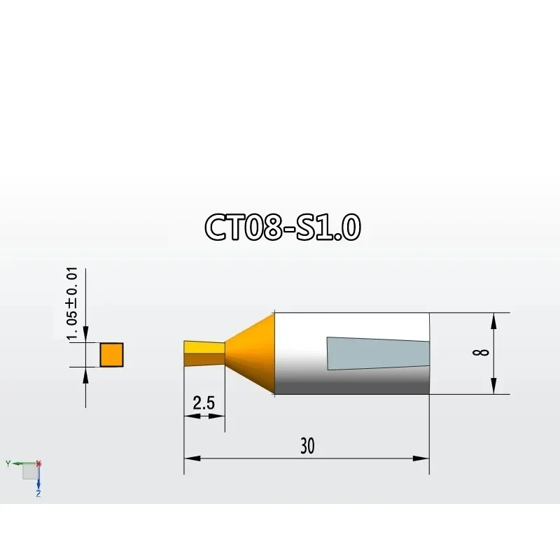Four-sided punch TIN, CT08 rotary flushing tool for internal steel parts of yellow titanium-containing cobalt-containing