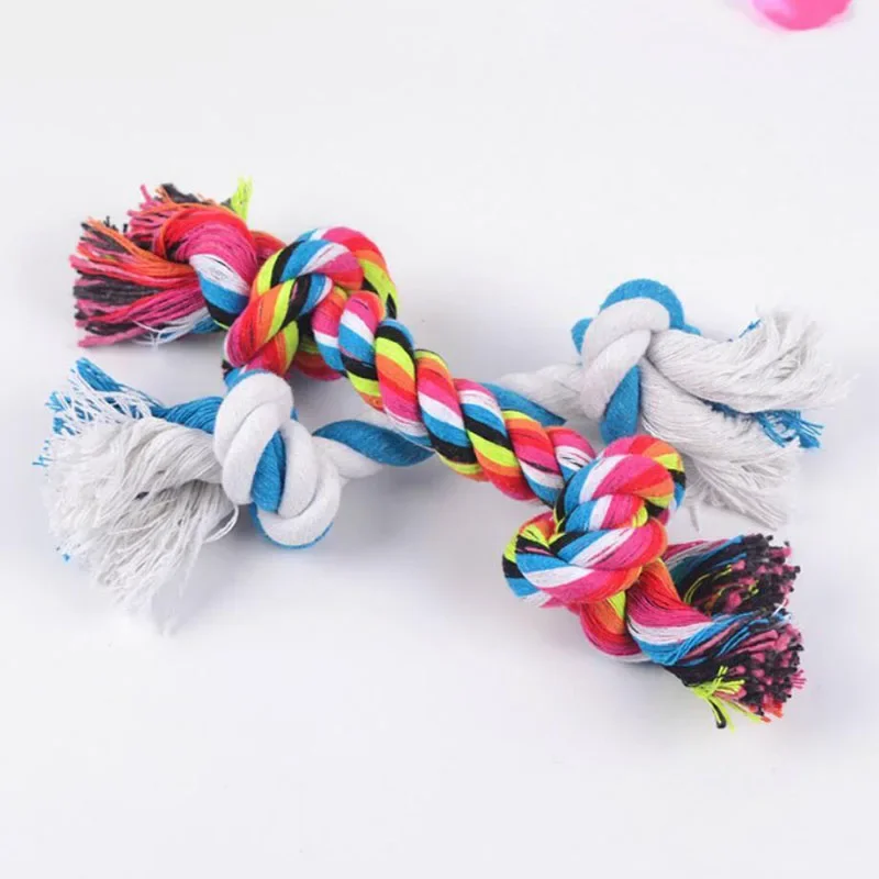 1pcs19cm Dog Toys Dog Cat Durable Braided Bone Rope Toy Tooth Cleaning Care Puppy Cotton Chew Knot Toy pet supplies Dropshipping