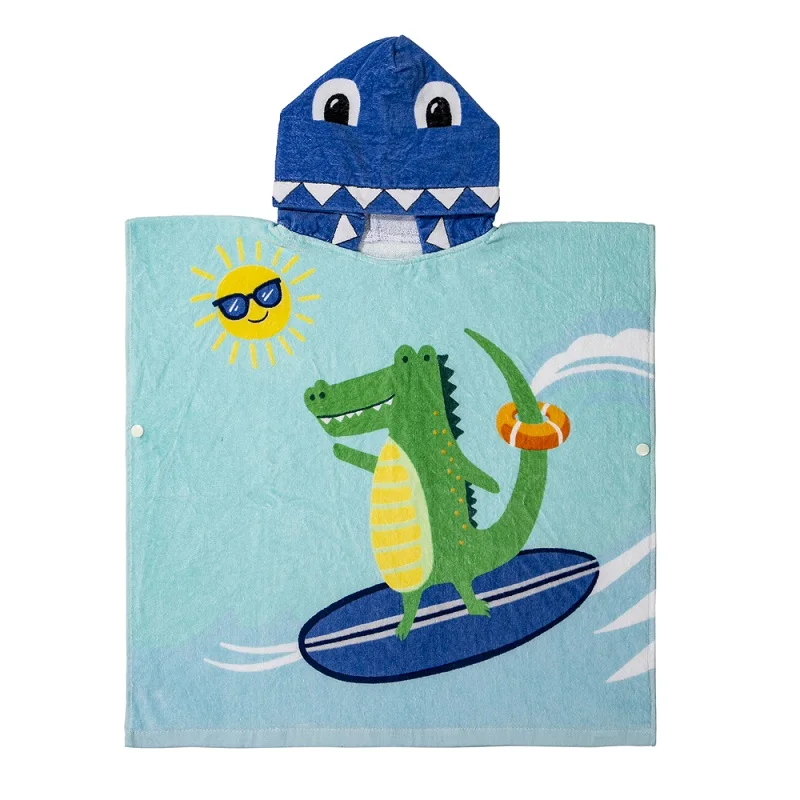 Hot sell fashion 100% Cotton Kids Cartoon Pool Swim Bath Towel Wrap hooded beach poncho towels