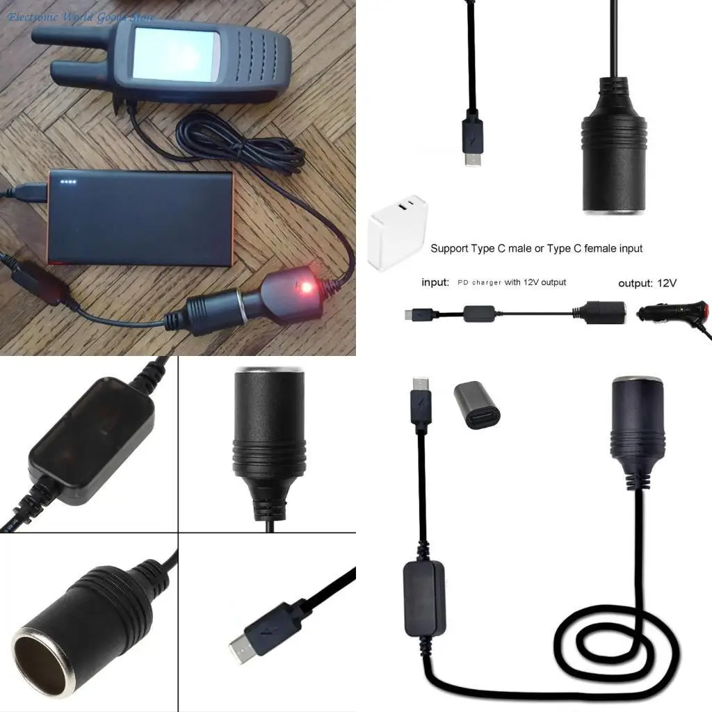 A3PD 12V Car Power Socket Step Up Cable for Car LED Light Driving Recorder GPS E-Dog