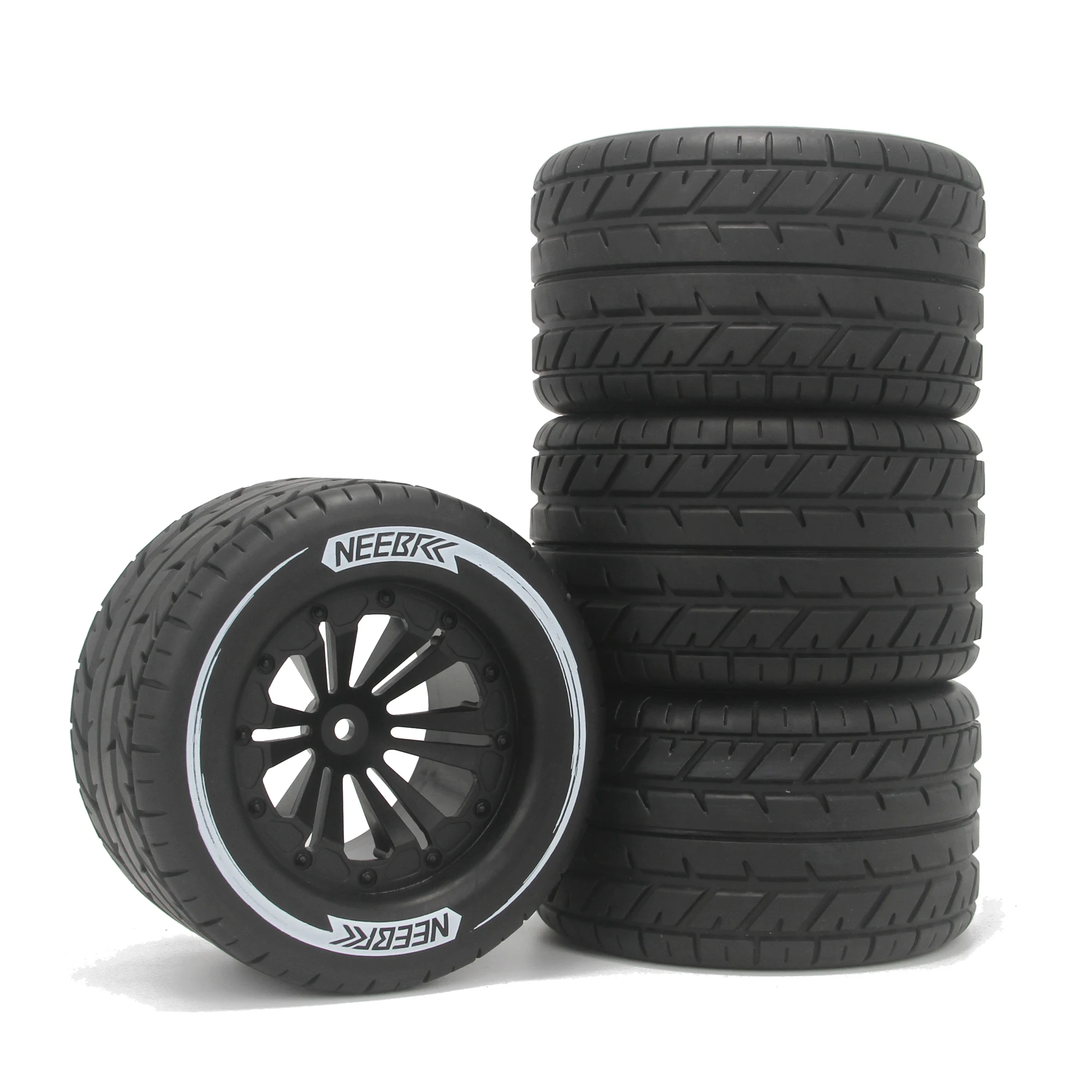 4個 115mm ゴムタイヤ ホイールリム ハブ 12mm 六角 1/10 RC モンスターカー オフロード バギー トラック レッドキャット HPI トラクサス サベージ Xs用