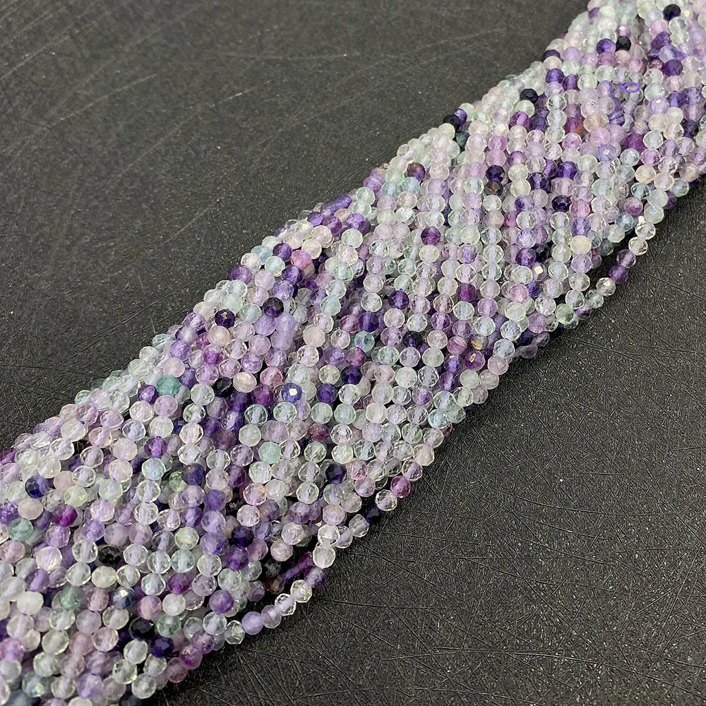 Wholesale 2mm 3mm 4mm Natural Stone Violet Fluorite High Quality Loose Beads for Making DIY Necklace Bracelet Accessories 15.5\