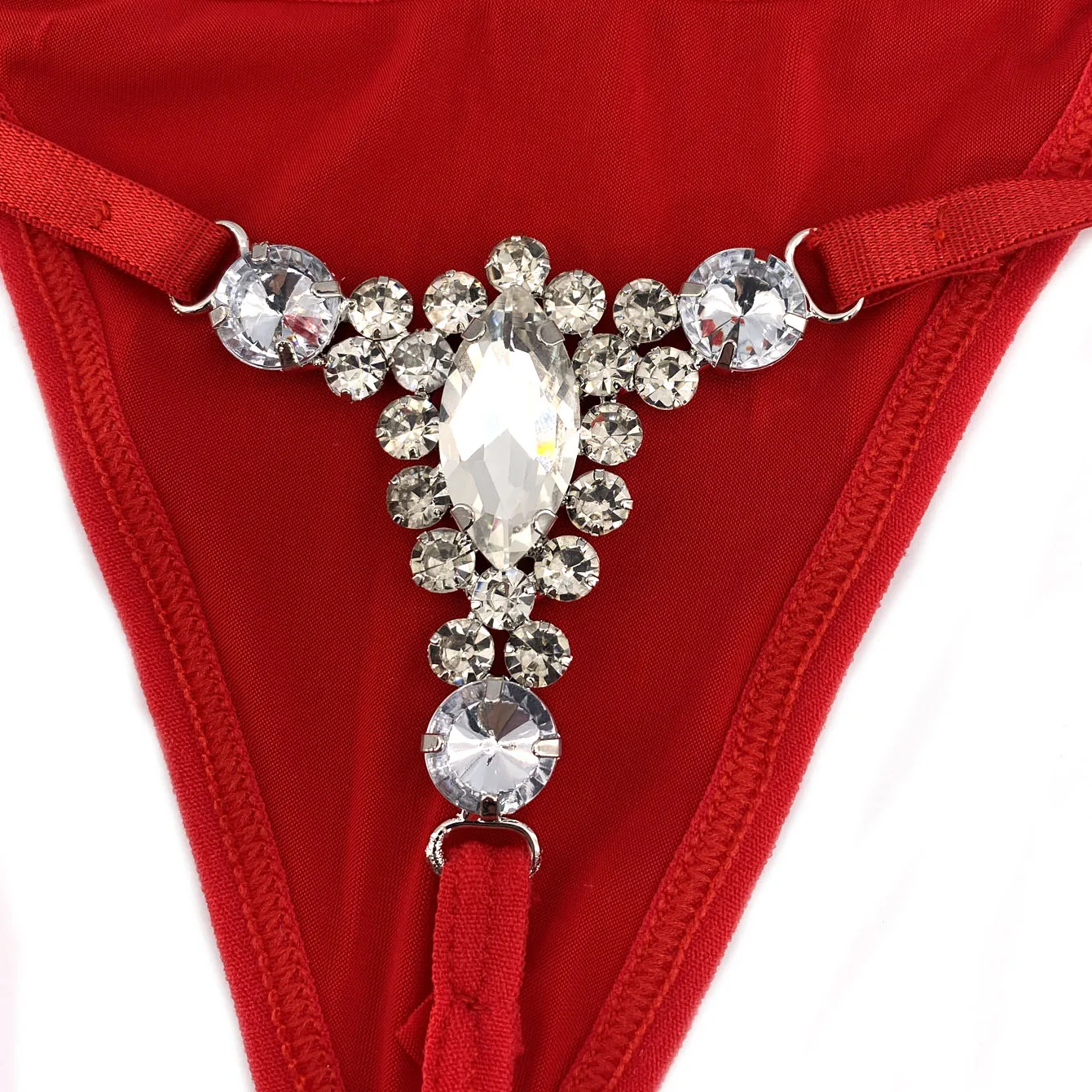 1pc Red Crystal Thong Women's Fashionable And Sexy Body Jewelry Bikini Chain Swimming Party Beach Accessories