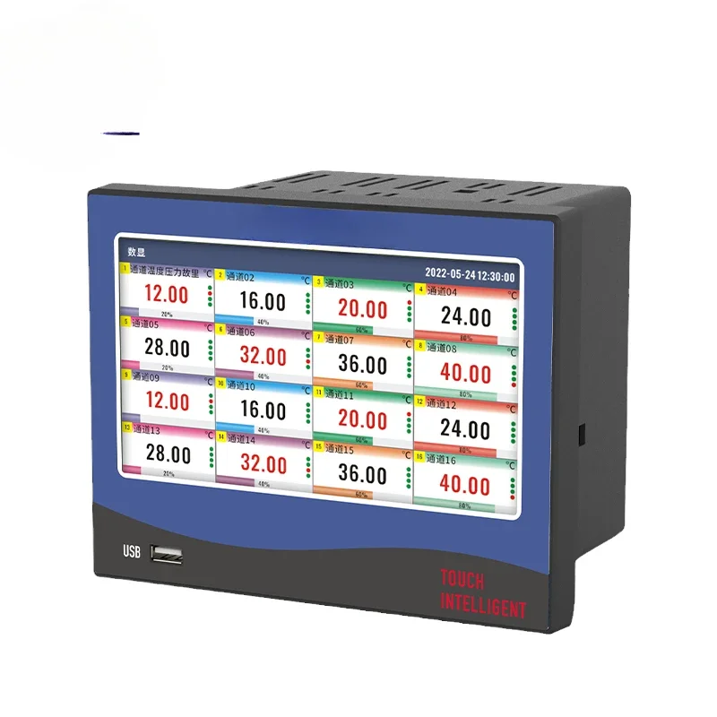 1,8,16,32 Channels Industrial Data Recorder Smart Colorful Touch Screen Data Logger for Temperature Pressure Voltage Current