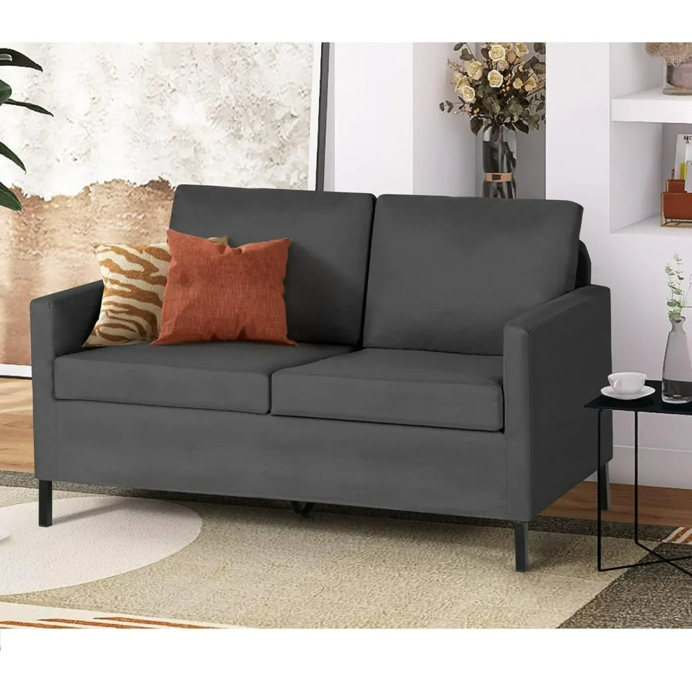 Linen Fabric Modern Small Loveseat Sofa Couch for Living Room, 51