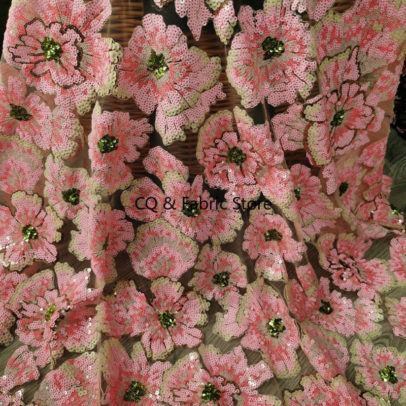

Colorful Sequin Embroidered Lace Fabric for Wedding Dress Designer High Quality Material