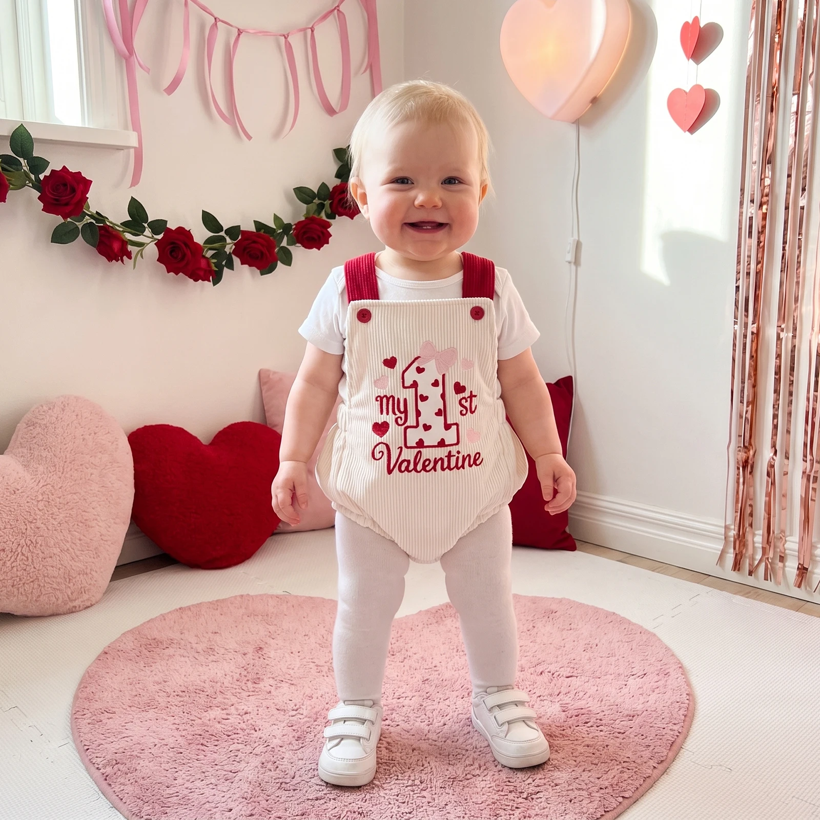 Baby Girl Valentine s Day Romper Letter Embroidery Sleeveless Bodysuits