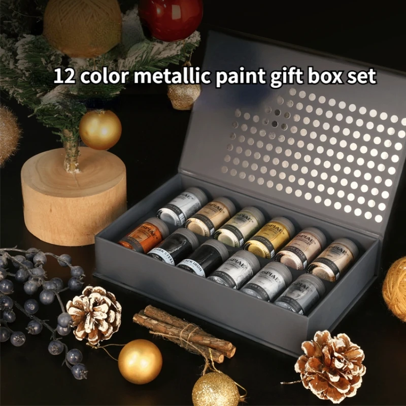 

12 Color Oil Model Paint - Metal Color Gift Set DIY Doll Model Spray Decoration Children's Toys Painted Graffiti Raw Materials