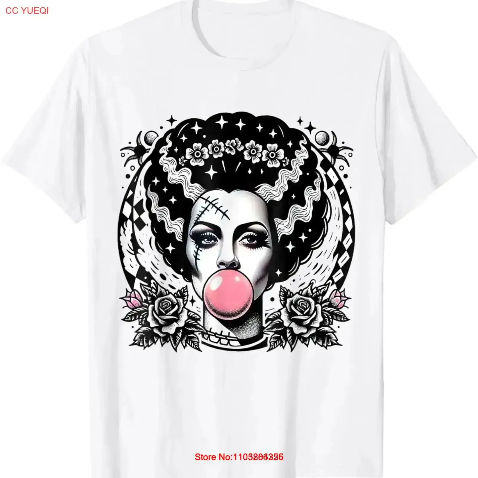 Bride of Frankenstein Bubblegum Monster Halloween Costume T Shirt vintage Washed Breathable Soft graphic Versatile vintage